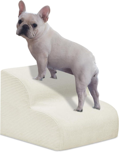 Mesa Lemon Dog Stairs & Steps for High Beds, 3 Steps High Density Foam Waterproof Dog Ramp for Small Dogs and Cats, Pet Stairs with Removable Washable Cover for Bed, Couch, Sofa and Car (H:16")