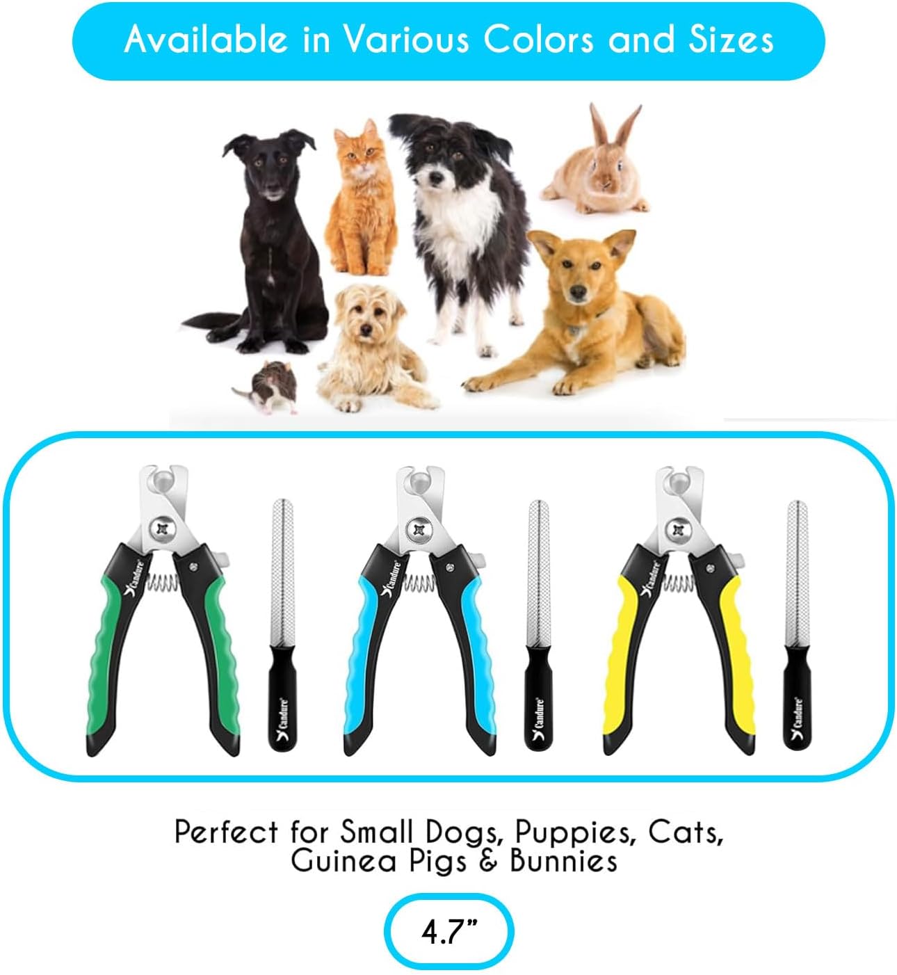 Candure Dog Nail Clippers Professional Pet Nail Clipper Suitable for Cats, Rabbits and Guinea Pigs - Safety Lock/Protective Guard to Avoid Over Cutting (Green, Medium to Small)
