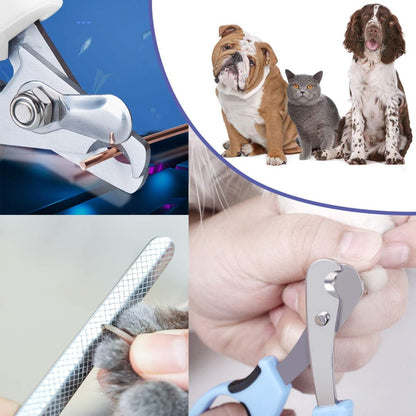 Pet Nail Clippers and Trimmers Set Safety Guard to Avoid Over Cutting Razor Sharp Blades Grooming Tool for All Small Large Dog Cat Red