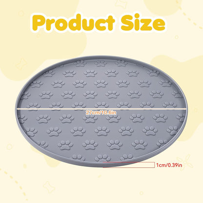 Silicone Pet Food Mat, Dog Dish Mat, Dog Cat Food Mats Small, Silicone Mats for Dogs Bowls, Waterproof Non-Slip Dogs Cat Water Bowl Placemat with Raised Edge, Gray