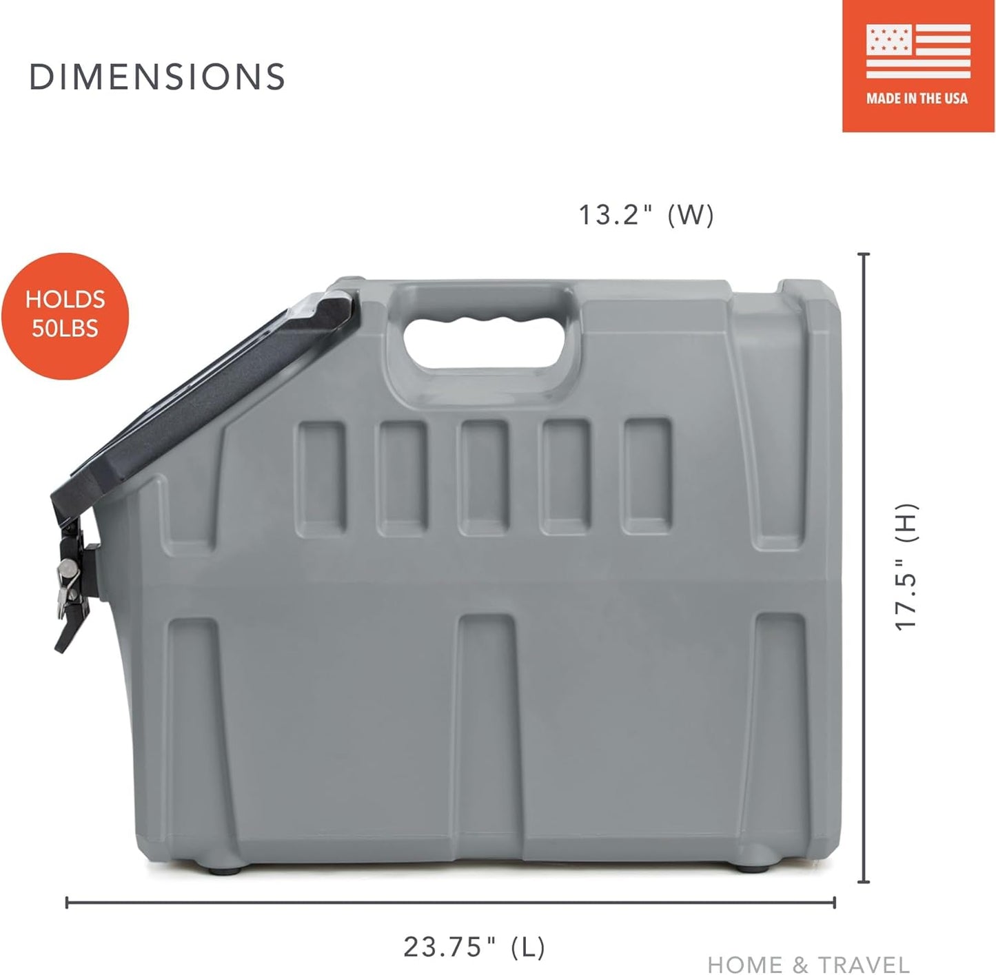 GUNNER 50 lbs Dog Food Storage Container - Waterproof & Airtight Pet Food Bin - Multi-Purpose Container for Dry Food, Corn, Chicken Feed, Treats, Bird Seed, & More - Gunmetal