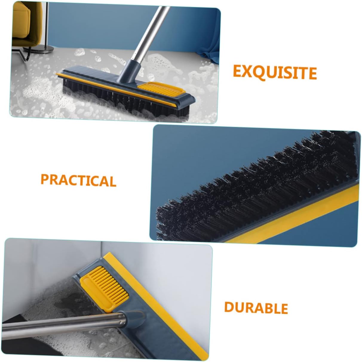 PartyKindom Household Push Broom Pet Hair Broom for Carpet Cleaning Angle Scrub Brush Telescopic Tube