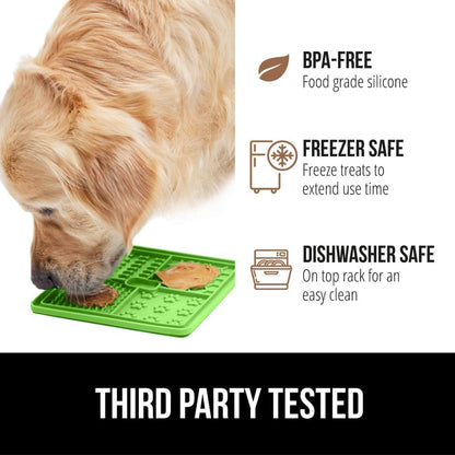 GORILLA GRIP BPA Free Silicone Lick Mat for Dogs, 49 Powerful Grip Suction Cups, Dishwasher and Freezer Safe Flexible Licking Pad for Dog Baths, Cat Grooming, Nail Trimming, Turquoise Pink Blue 3 Pack