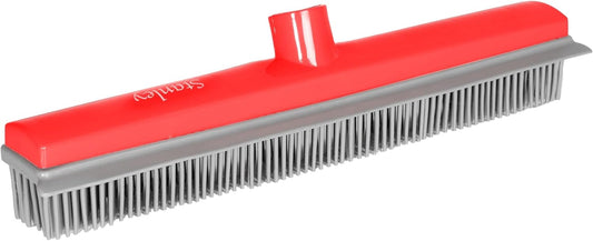 Stanley Home Products Rubber Broom with Adjustable Handle – for Carpets Floors Stairs Upholstery – Electrostatic Action Removes Pet Hair Lint Fuzz Dirt – Built-in Squeegee Tackles Wet Messes