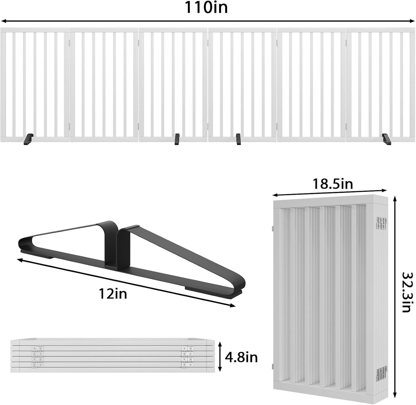 Dog Gate 32" Tall Foldable Dog Gate for Doorways Freestanding Pet Gate for Dogs Indoor (Walnut, 3 Panel)