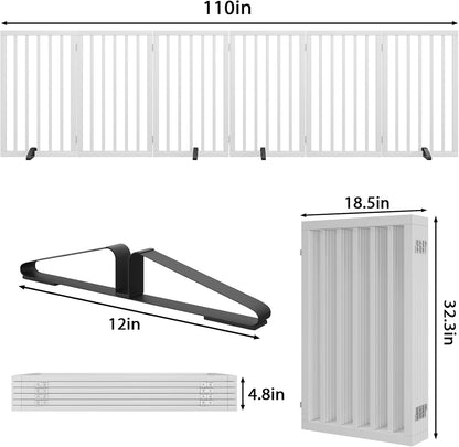Dog Gate 32" Tall Foldable Dog Gate for Doorways Freestanding Pet Gate for Dogs Indoor (Walnut, 3 Panel)
