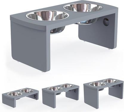 Elevated Dog Bowls, Bamboo Raised Dog Bowl for Medium Dogs, with 2 Stainless Steel Bowls (7'' Tall-40 oz Bowl)