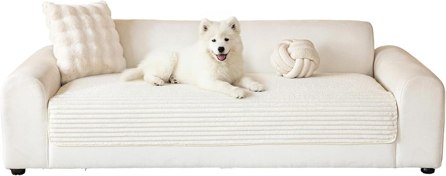 MYSKY HOME 100% Waterproof Couch Cover for Sofa, Couch Covers for Dogs, Non Slip Back Pet Sectional Sofa Covers for 3 Cushion Couch, Sofa Covers Washable, Dog Bed Cover, Dark Grey, 35"x70.9"