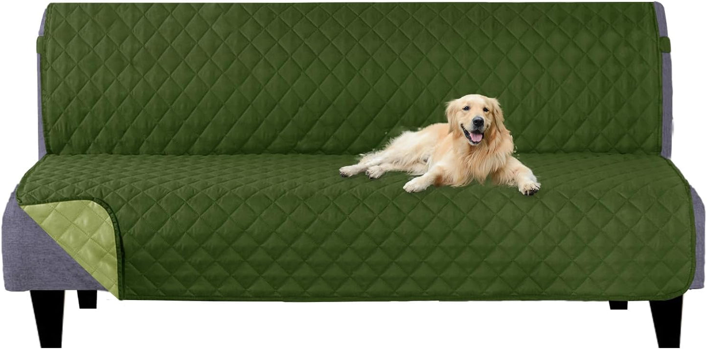 U-NICE HOME Reversible Sofa Cover Washable Couch Cover for Dogs Friendly with Elastic Straps Water Repellent Furniture Protector for 3 Cushion Couch (Sofa, Coffee/Beige) - Colors A