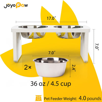 Elevated Dog Bowls, Bamboo Raised Dog Bowl for Medium Dogs, with 2 Stainless Steel Bowls (7'' Tall-40 oz Bowl)
