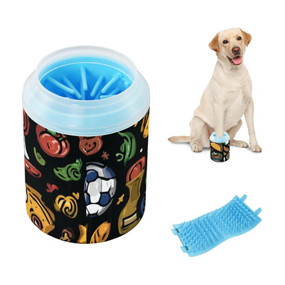 Dog Paw Cleaner Cups for Dogs Pet Foot Washer Paw Scrubber for Medium Small Dogs Cats Cleaning Cup Cute Yellow Fiesta Guitars Cacti and Ethnic Birds