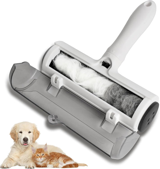 Reusable Lint Roller for Pet Hair - Washable Extra Sticky Gel Lint Remover, Eco-Friendly Dog & Cat Hair Roller for Clothes, Furniture, Carpet, Bedding, and Car Seat, (Travel Size). White.