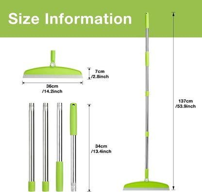 Silicone Air Broom, Multifunction Broom with Long Handle, Adjustable Rubber Squeegee Sweeping Water for Indoor Hardwood Floors, Kitchen,Concrete Floor, Bathroom Tile(Gray Green)