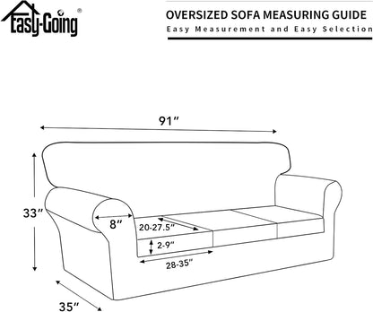 Easy-Going 100% Dual Waterproof 4 Pieces Stretch Soft Couch Cover for Dogs, Sofa Slipcover for 3 Separate Cushion Couch Leakproof Furniture Protector for Kids, Pets Dark Gray
