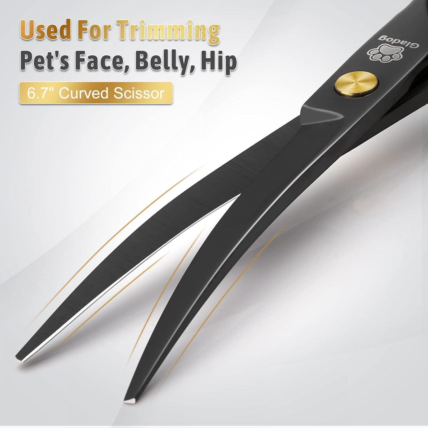 GLADOG Professional 5 in 1 Dog Grooming Scissors Set with Safety Round Tips, Sharp and Heavy-duty Pet Grooming Shears for Cats