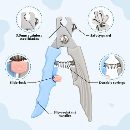 Dog and Cat Nail Clippers,Dog Nail Trimmer with Safety Guard,Prevent Excessive Nail Trimming,Free Nail File Included, Professional Grooming