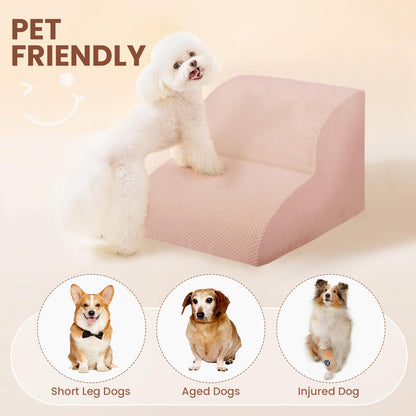 Dog Stairs for Small Dogs, 3 Tiers High Density Foam Dog Ramp, Extra Wide Non-Slip Pet Steps for High Beds Or Couch, Soft Foam Doggie Ladder for Dogs Injured, Older Pets, Small Cats