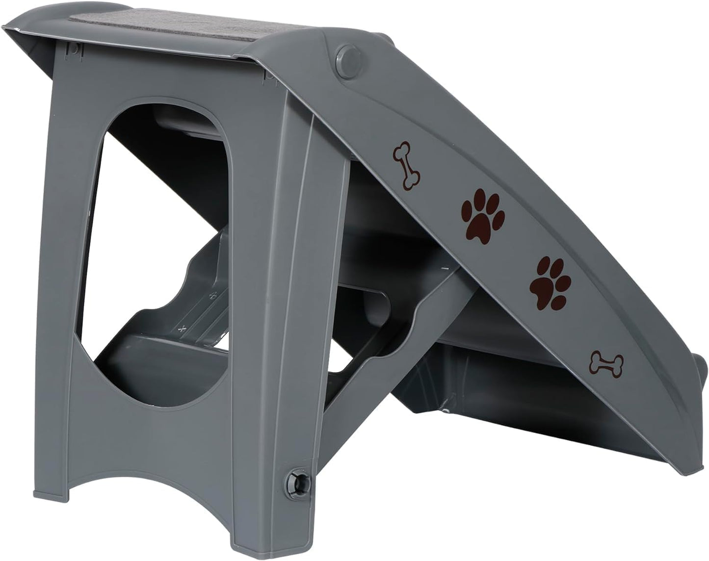 Foldable Pet Stairs with Non-Slip Surface, Portable Dog Steps Ramp for High Beds, Couches, Cars and SUVs, Support Up to 150lbs, Waterproof, Grey
