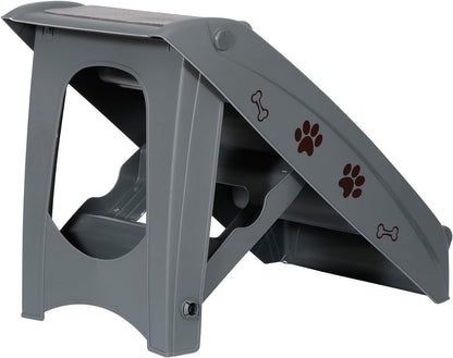 Foldable Pet Stairs with Non-Slip Surface, Portable Dog Steps Ramp for High Beds, Couches, Cars and SUVs, Support Up to 150lbs, Waterproof, Grey