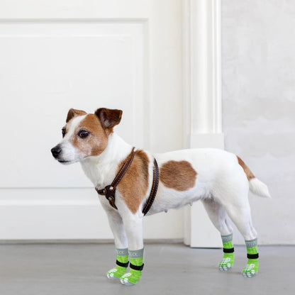 PUPTECK Anti-Slip Dog Socks with Double Sides Grips for Small Medium Large Dogs Hardwood Floors Prevents Licking, Dog Shoes for Hot Pavement Traction Control Paw Protector for Senior Dogs, Grey L