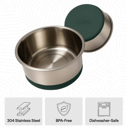 GORILLA GRIP Dog Bowls, Food Grade 304 Stainless Steel, Holds 2 Cups Each (16 fl oz) Food and Water Bowl for Feeding Dogs and Cats, Dishwasher Safe, Rust Resistant, BPA Free Rubber Base Set of 2 Black