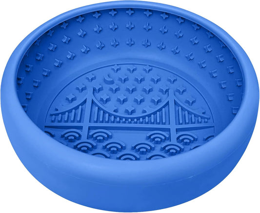 Dog Lick Bowl, BPA Free Silicone Slow Feeder Licking Mat with Strong Suction for Dog, Non-Slip Freeze Licking Bowl for Anxiety Relief & Boredom, Dishwasher(Blue, Large)