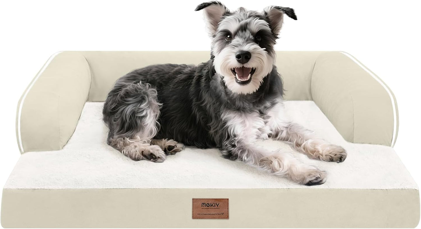 Large Dog Bed Orthopedic Washable - Beds Bolster - Medium XL XLarge Big Dogs - Memory Foam Couch Sofa - Waterproof with Removable Cover