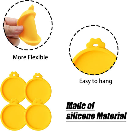 PINE & LINEN 4 Pcs 2.5inch Durable Pet Can Lids, Silicone Small Pet Can Covers Waterproof Cat Food Cans Lids for 3 oz Cat Food Cans（Yellow+Red+Pink+Blue）