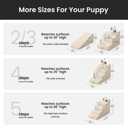Gardner Pet 4-Step Dog Stairs for Small Dogs 18.5" H, Curved 4-Step Pet Stairs, Dog Steps for High Bed (18-20 in), Couch with Durable Non-Slip Waterproof Fabric Cover and CertiPUR-US Certified Foam