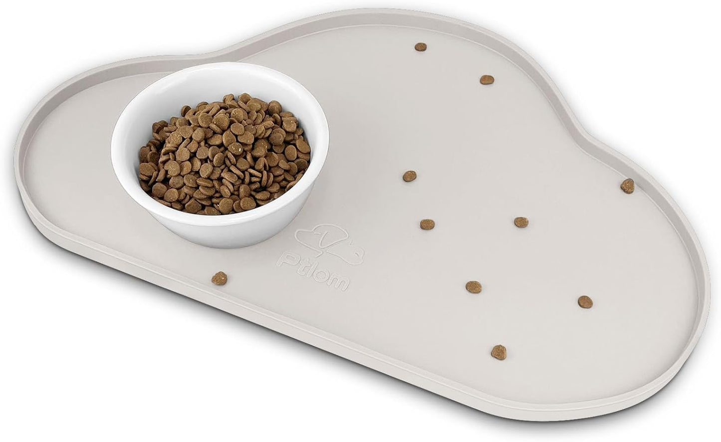 Ptlom Silicone Pet Placemat for Dogs and Cats, Non-Slip Waterproof Dog Feeding Bowl Mats for Food and Water, Small Medium Large Pet Puppy Tray Mat Prevent Residues from Spilling onto The Floor, Beige