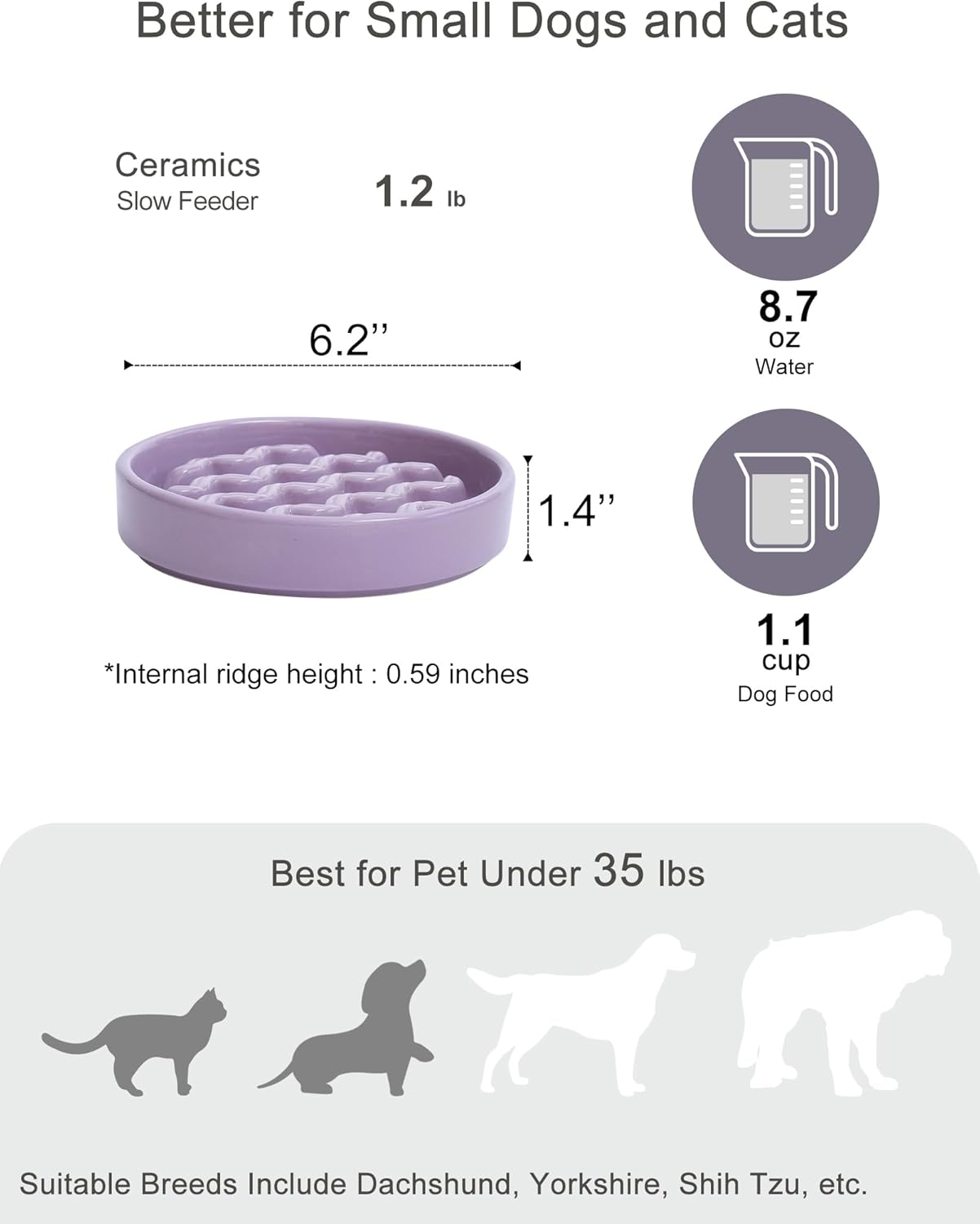 Ceramic Slow Feeder Dog Bowl, Maze Puzzle Non-Slip Silicone Base Stoneware Bowl for Small Medium Dogs, Heavy Duty Anti-Bloat Dog Food Bowl Dishwasher Safe – Apricot, Medium