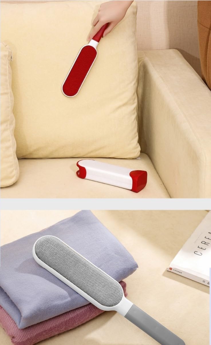 Double-Sided Self-Cleaning Lint Removers for Furniture, Clothes, Car Seats, Large Lint Remover Brush for Pet Hair, Lint, Dust, Dirt (Red)