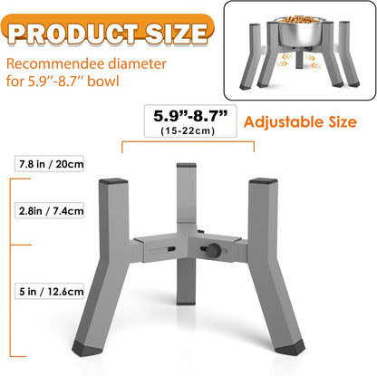 Elevated Dog Bowls for Large and Extra Large Dogs, Adjustable Width Dog Bowl Stand for 7-10.6" Wide Bowls, Food and Water Feeder, 13.7 in Tall Single Holder (Bowl Not Included)