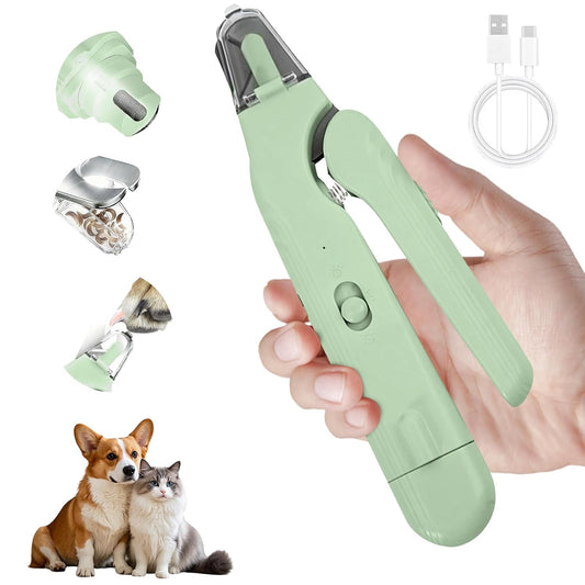 2-in-1 Dog Nail Grinder & Cat Nail Clippers Trimmers for Large Medium Small Dogs Cats Claw Trimmer Quick Sensor with 2 LED Lights Safety Guard USB Rechargeable Dogs Nail Trimmer (White)