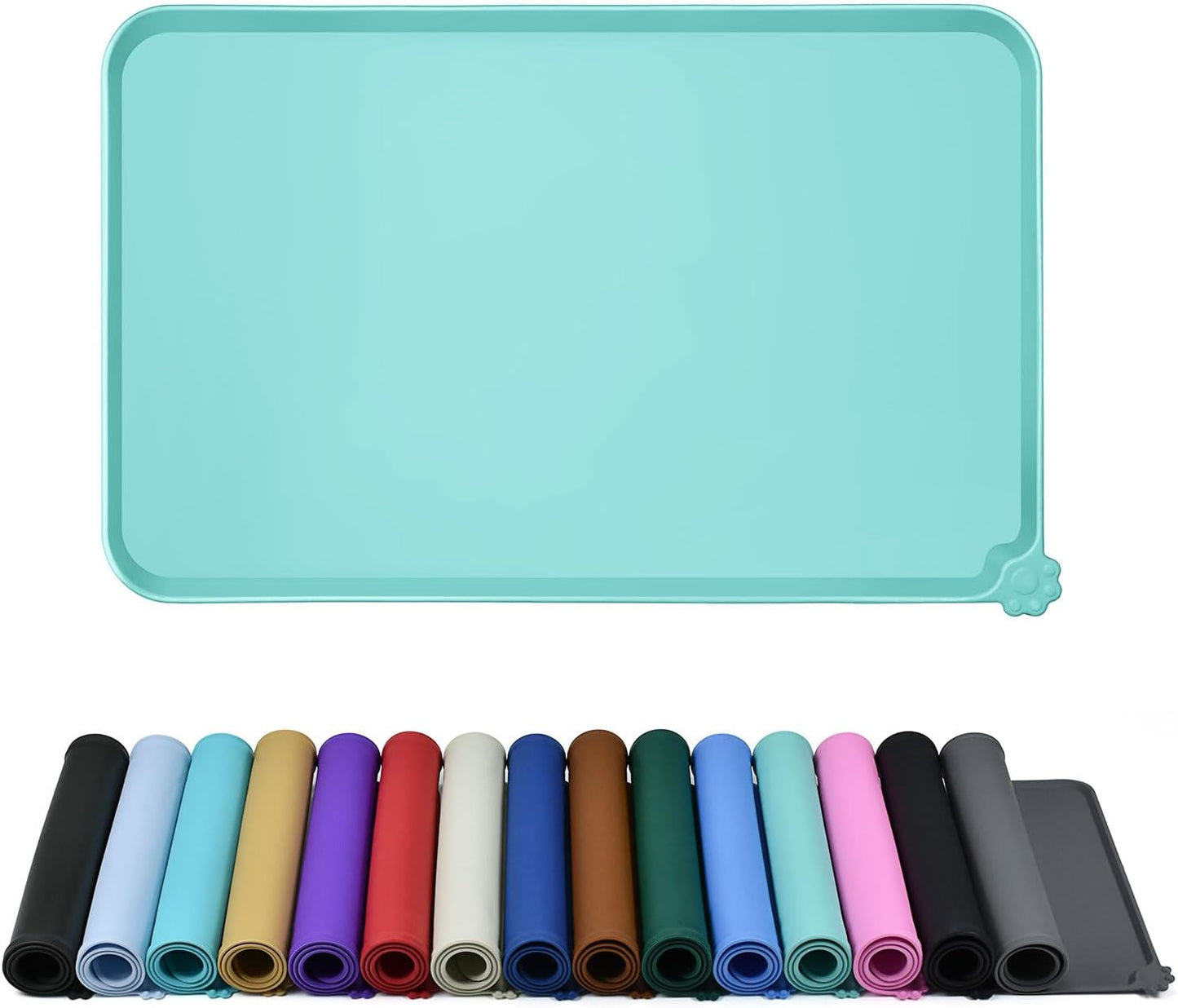 Reopet Waterproof Pet Feeding Mat, Non-Slip Silicone Placemats for Dog Cat Food and Water Bowl, High Raised Edges to Prevent Spills and Protect Floors
