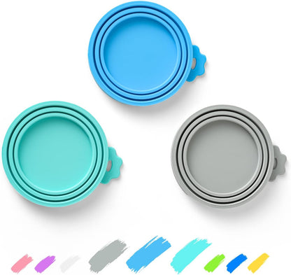 WePet Pet Food Can Covers, Silicone Lids, BPA Free, Dishwasher Safe, Fit Most Standard Size Canned Cat and Dog Food, 3oz/5.5oz/12.5oz/13.2oz, Golden Yellow/Lime Green/Royal Blue