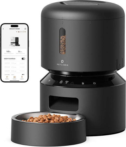 PETLIBRO Automatic Dog Feeder with Camera, Auto Cat Food Dispenser Slow Feeders Dogs Bowl, 1080P HD Video with Night Vision, 5G WiFi with 2-Way Audio, Stainless Steel Slow Food Tray for Small Dogs