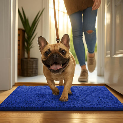 MudGuard Mat™ Dog Door Mat for Muddy Paws, Super Absorbent Microfiber, Non-Slip Indoor Mat, Quick Dry Chenille Mud Mat for Dogs & Entryway, Washable, Grey 19" x 30"