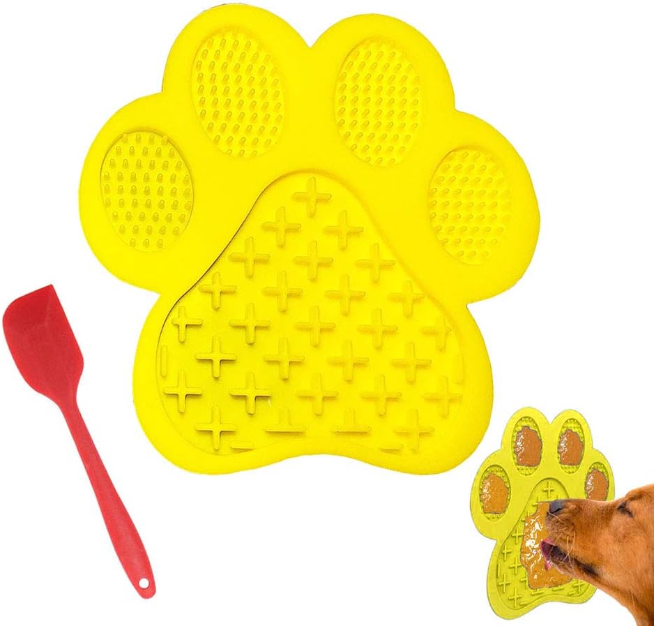 Dog Licking Mat for Anxiety Peanut Butter Slow Feeder Bowls Licking Pad with Strong Suction to Wall for Pet Bathing,Grooming,and Dog Training (Red)