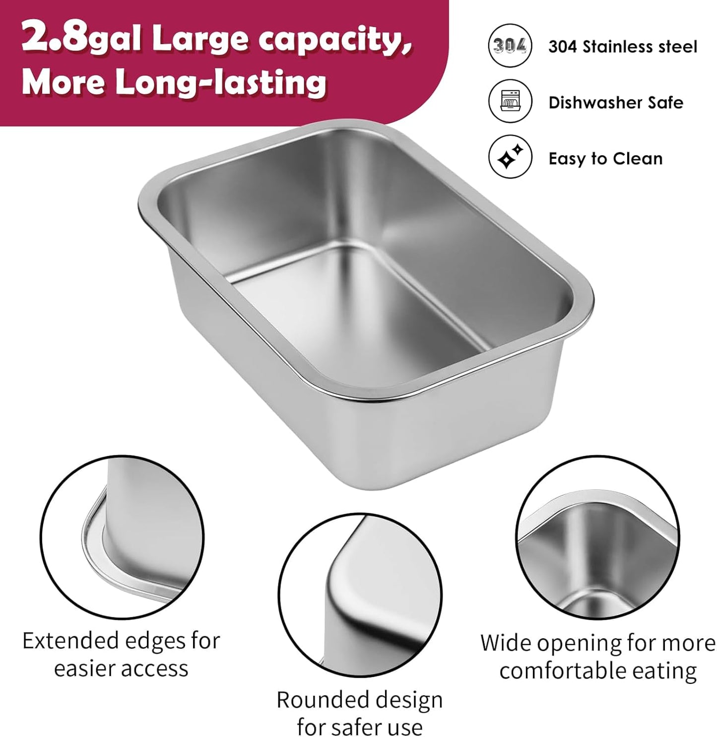 1.2 Gallon Elevated Large Dog Water Bowl with Mat, 4 Height Adjustable 12-17", Raised Dog Water Bowl Stand for Large Breed