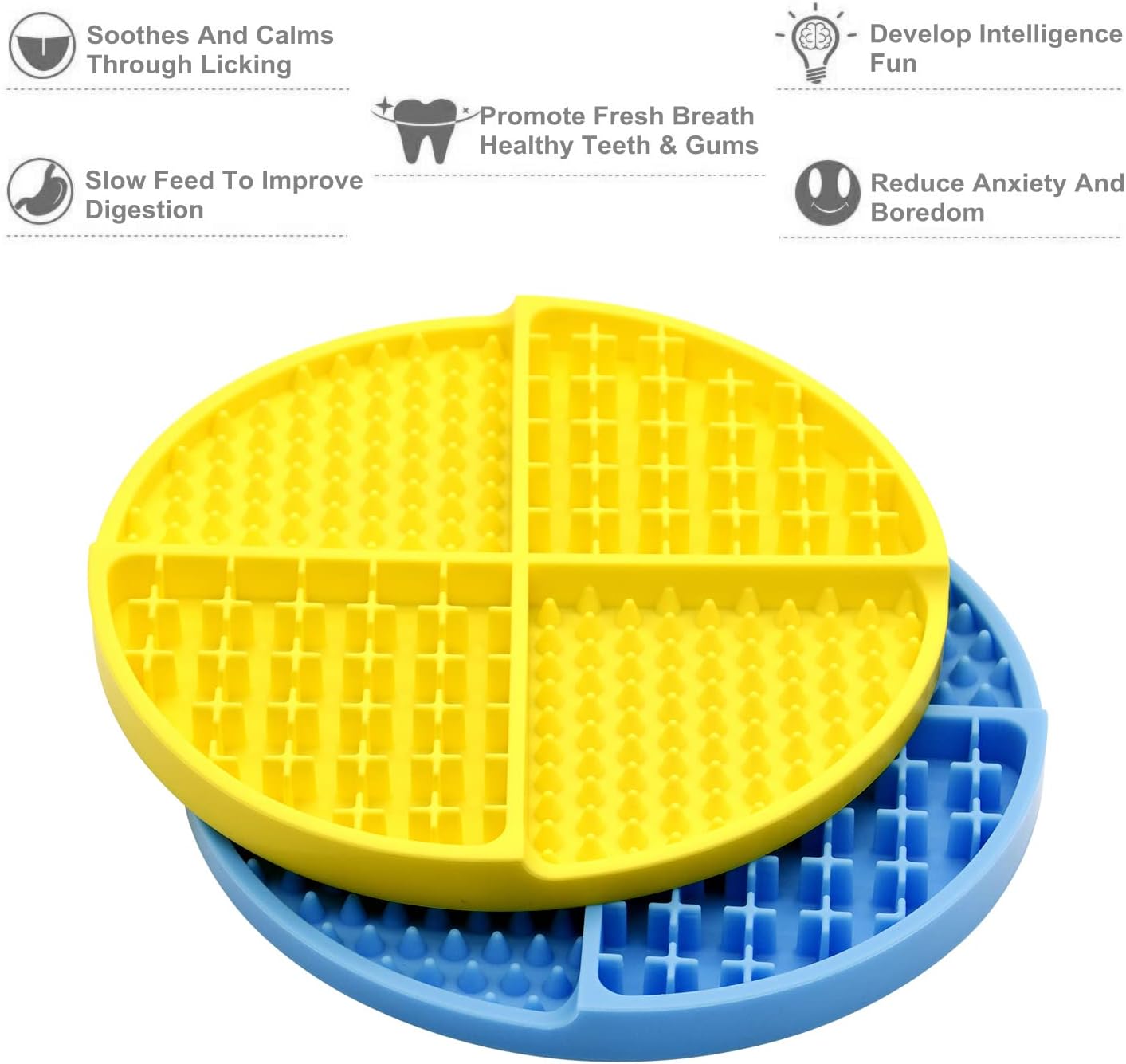 Bangp Silicone Dog & Cat Lick Mat and Slow Feeder,Extends Mealtime for Fast Eaters and Reduces Anxiety,Heavy-Duty Design,Dishwasher Safe,Perfect for Yogurt,Treats,Peanut Butter (Blue)