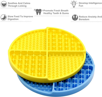 Bangp Silicone Dog & Cat Lick Mat and Slow Feeder,Extends Mealtime for Fast Eaters and Reduces Anxiety,Heavy-Duty Design,Dishwasher Safe,Perfect for Yogurt,Treats,Peanut Butter (Blue)