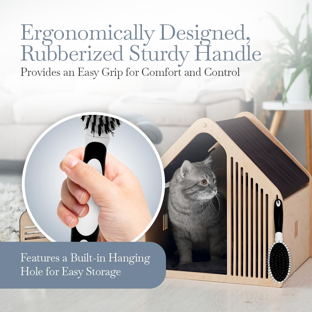 Fuller Brush Slicker Pet Brush - Angled Fine Steel Wires - Ergonomically Designed Rubberized Handle For Comfort & Control - Remove Shedding & Matted Hair - Tool For Grooming Dogs & Cat