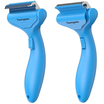 Self Cleaning Grooming Rake Brush for Shedding Gently Removes Loose Undercoat Mats Tangled Deshedding Grooming Tool for Dogs Cats Extra Wide (White)
