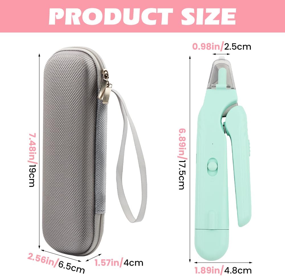 2-in-1 Dog Nail Grinder & Dog Nail Clippers Trimmers, Dogs Trimmer with LED Light + Splash Guard + Storage Case, Pet Claw Clippers for Dogs Cats, USB Rechargeable (White)
