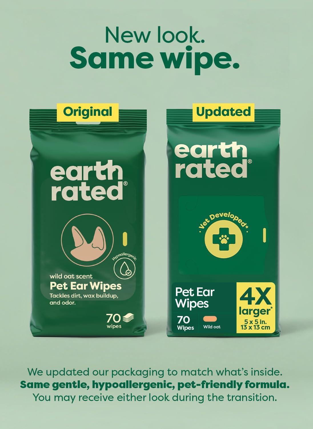 Earth Rated Dog Wipes, Hypoallergenic, Cleaning and Hydrating, for Grooming Paws, Body and Butt, Lavender Scented, 400 Count