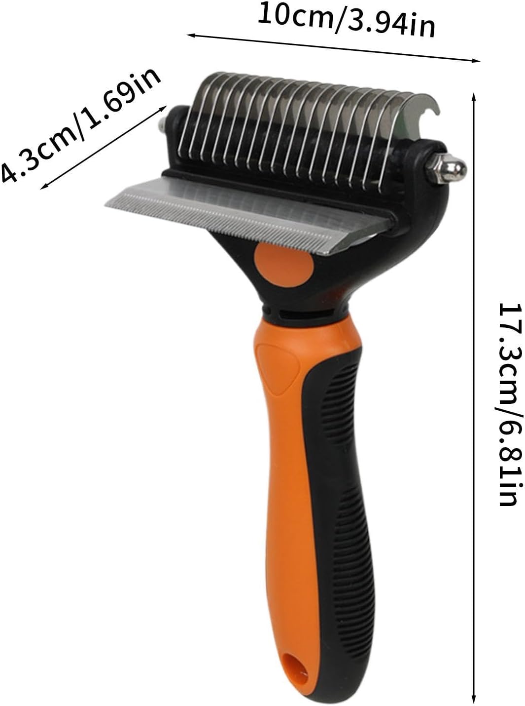 Pet Undercoat Rake, Non-Slip Handle, 17.3x10x4.3cm, Pet Grooming Tool, Dog Dematting Comb, Safety Tips Design, for Thick Coat, Puppy and Kitten Grooming