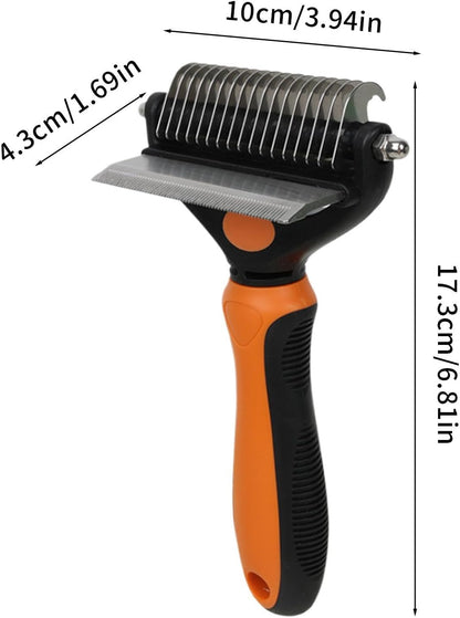 Pet Undercoat Rake, Non-Slip Handle, 17.3x10x4.3cm, Pet Grooming Tool, Dog Dematting Comb, Safety Tips Design, for Thick Coat, Puppy and Kitten Grooming