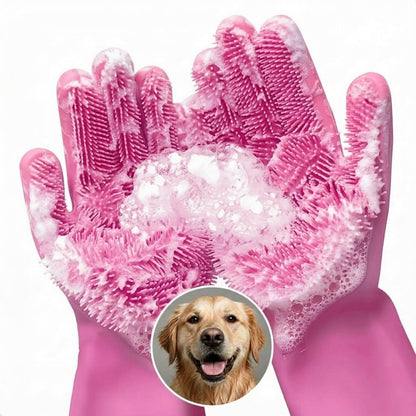 Cat and Dog Shampoo Gloves with 3000 Soft Bristles – 2-in-1 Dog Bath Gloves 11.6", Durable Silicone, Saves Shampoo | Massage, Grooming & Clean Wet or Dry – Made for Every Breed and Coat Style (Blue)