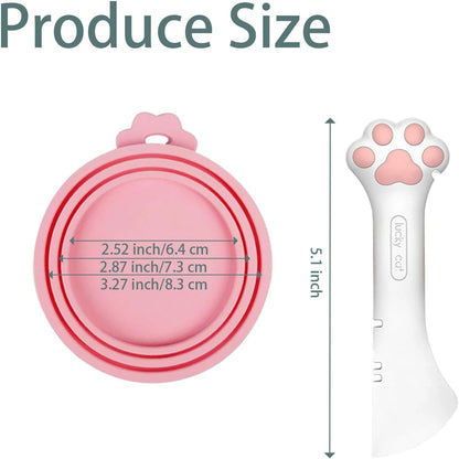 Cat Spoons for Wet Food Pet Can Lid Cover, Silicone Multi-Function Cute Paw Shape Opener Spatula Cat Food Spoon Cat Food Can Lid (Mixing colors)